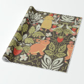 Strawberry thief Bunnies pattern Cadeaupapier (Uitgerold)