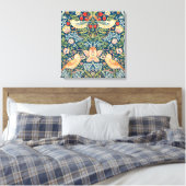 Strawberry Thief (door William Morris) Canvas Afdruk (Insitu (Slaapkamer))