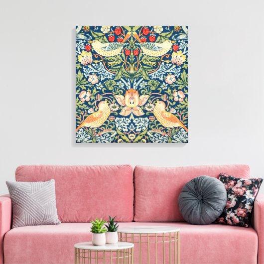 Strawberry Thief (door William Morris) Canvas Afdruk (Insitu (Woonkamer))