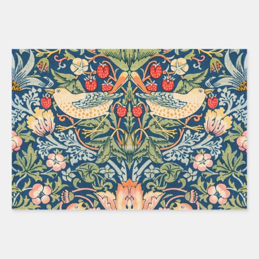 Strawberry Thief Gift Wrap Flat Sheet Set van 3 Inpakpapier Vel (Voorkant 2)