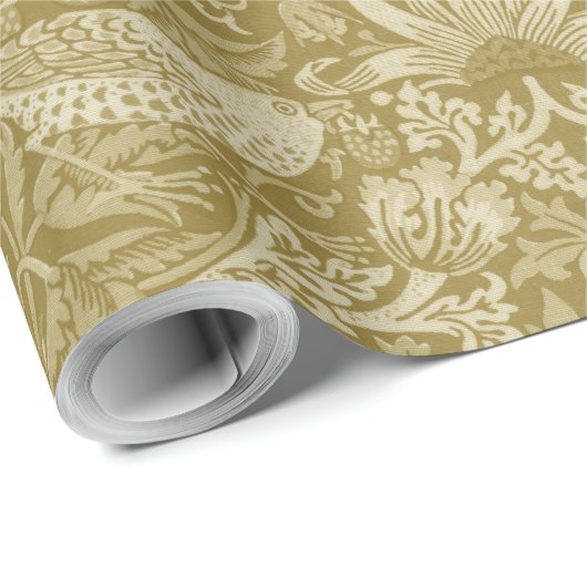 Strawberry Thief Gold, William Morris Cadeaupapier (Rol Hoek)