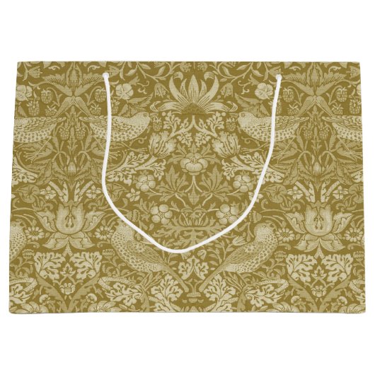 Strawberry Thief Gold, William Morris Large Gift B Groot Cadeauzakje (Voorkant)