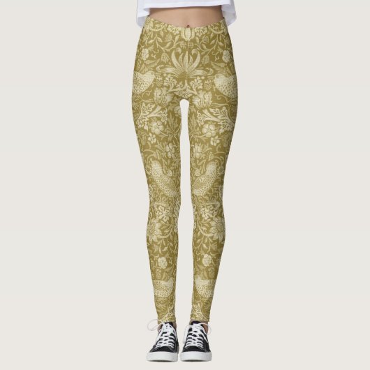 Strawberry Thief Gold, William Morris Leggings (Voorkant)