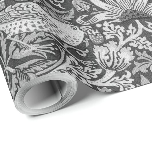 Strawberry Thief Gray, William Morris Cadeaupapier (Rol Hoek)