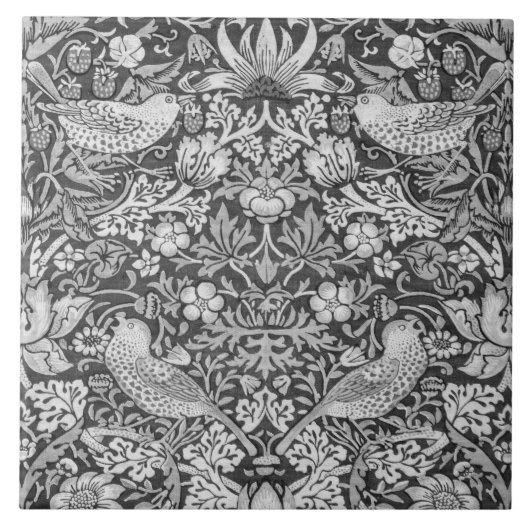 Strawberry Thief Gray, William Morris Tegeltje (Voorkant)