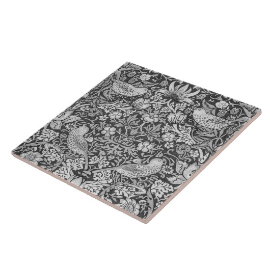 Strawberry Thief Gray, William Morris Tegeltje (Zijkant)