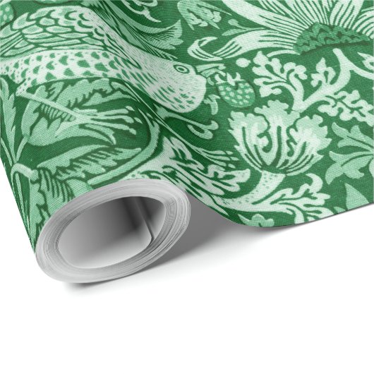 Strawberry Thief Green, William Morris Cadeaupapier (Rol Hoek)
