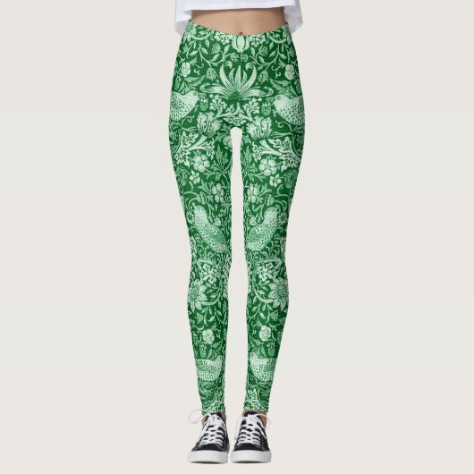 Strawberry Thief Green, William Morris Leggings (Voorkant)