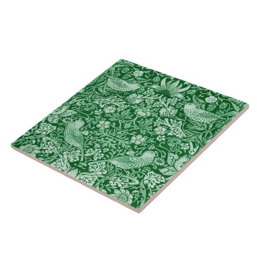 Strawberry Thief Green, William Morris Tegeltje (Zijkant)