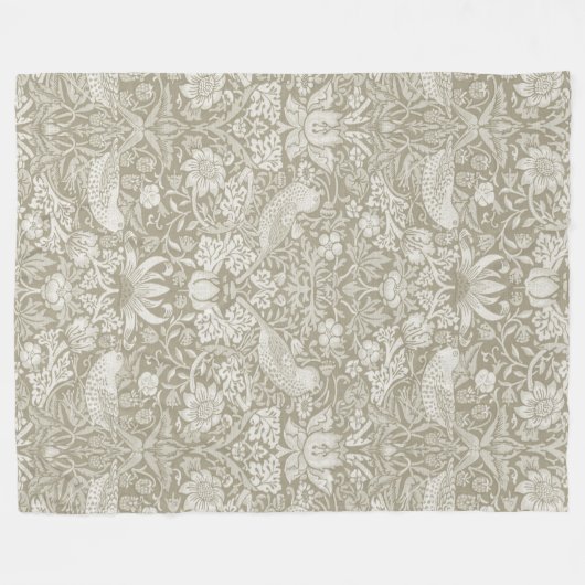 Strawberry Thief Ivory, William Morris Fleece Deken (Voorkant (Horizontaal))