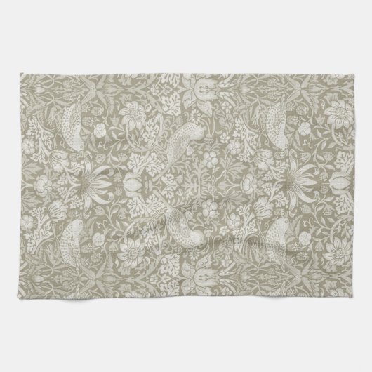 Strawberry Thief Ivory, William Morris Theedoek (Horizontaal)