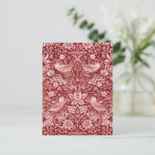 Strawberry Thief Maroon, William Morris Briefkaart (Staand voorkant)