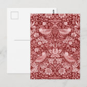 Strawberry Thief Maroon, William Morris Briefkaart (Voorkant / Achterkant)