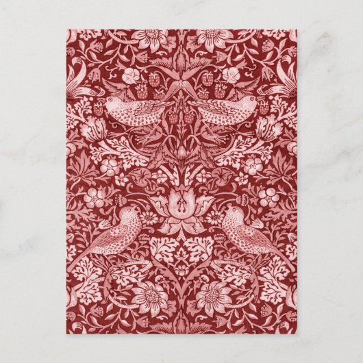 Strawberry Thief Maroon, William Morris Briefkaart (Voorkant)
