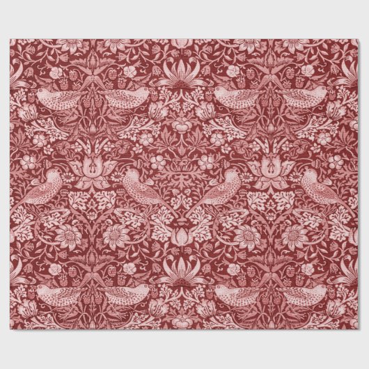 Strawberry Thief Maroon, William Morris Cadeaupapier (Vlak)