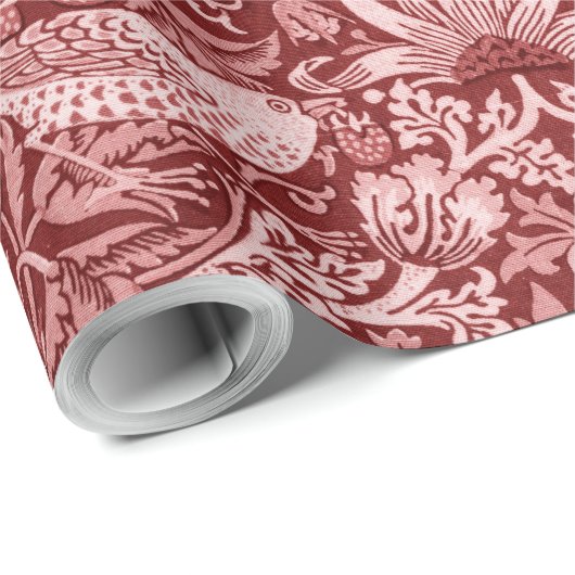 Strawberry Thief Maroon, William Morris Cadeaupapier (Rol Hoek)