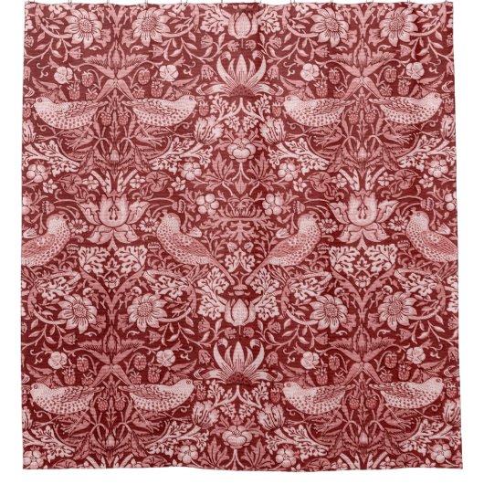Strawberry Thief Maroon, William Morris Douchegordijn (Voorkant)