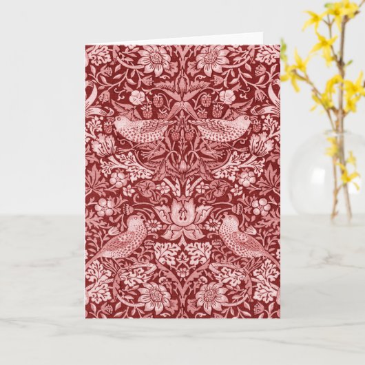 Strawberry Thief Maroon, William Morris Kaart (Gele Bloem)