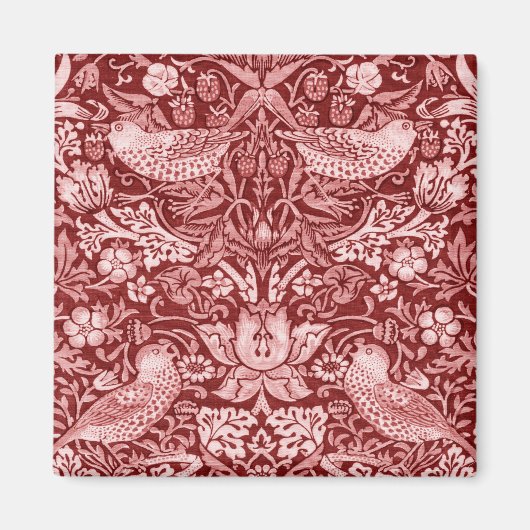 Strawberry Thief Maroon, William Morris Magneet (Voorkant)
