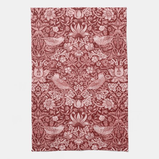 Strawberry Thief Maroon, William Morris Theedoek (Verticaal)