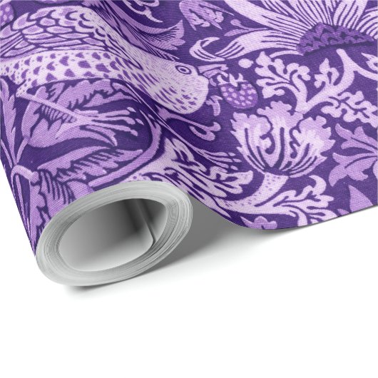 Strawberry Thief Paars, William Morris Cadeaupapier (Rol Hoek)