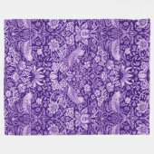 Strawberry Thief Paars, William Morris Fleece Deken (Voorkant (Horizontaal))