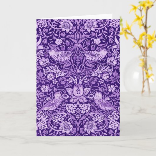 Strawberry Thief Paars, William Morris Kaart (Gele Bloem)