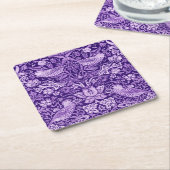 Strawberry Thief Paars, William Morris Kartonnen Onderzetters (Schuin)