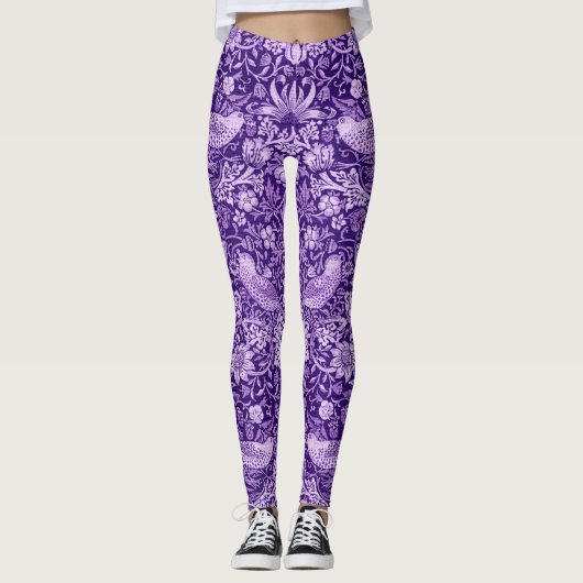 Strawberry Thief Paars, William Morris Leggings (Voorkant)