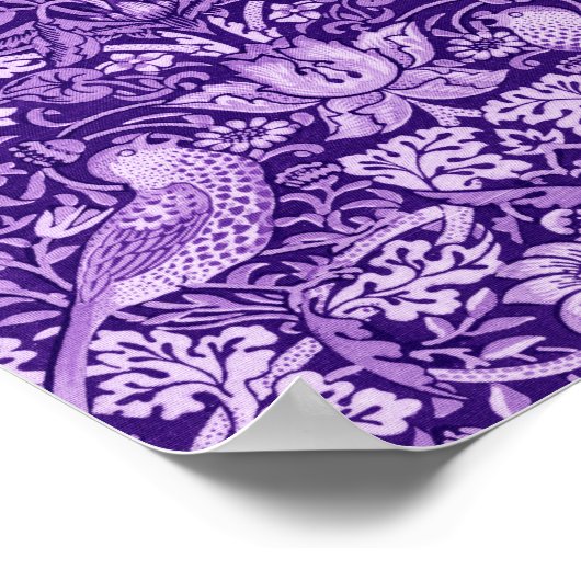 Strawberry Thief Paars, William Morris Poster (Hoek)