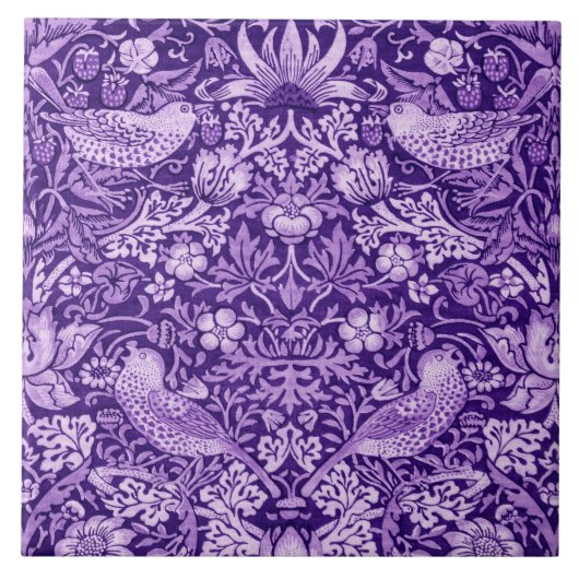 Strawberry Thief Paars, William Morris Tegeltje (Voorkant)