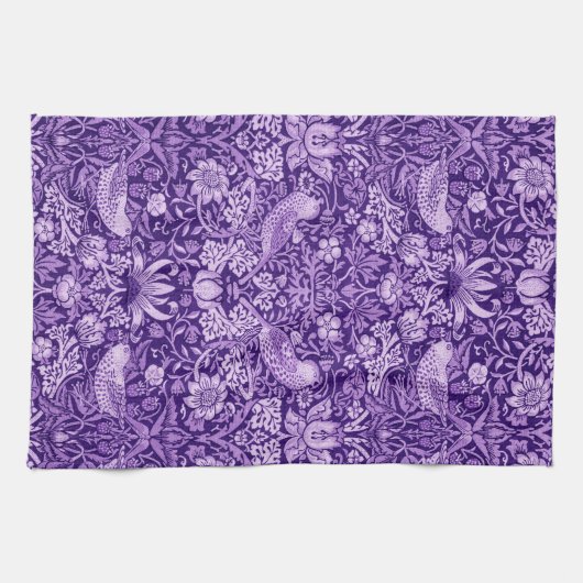 Strawberry Thief Paars, William Morris Theedoek (Horizontaal)