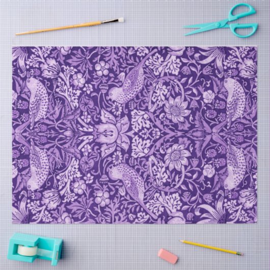 Strawberry Thief Paars, William Morris Tissuepapier (Craft)