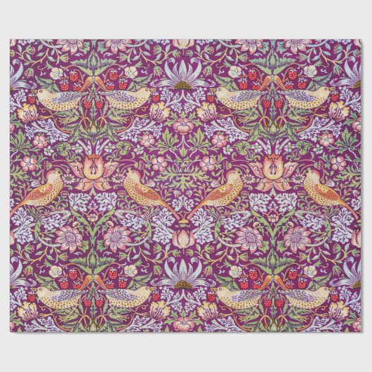 Strawberry Thief Red, William Morris Cadeaupapier (Vlak)