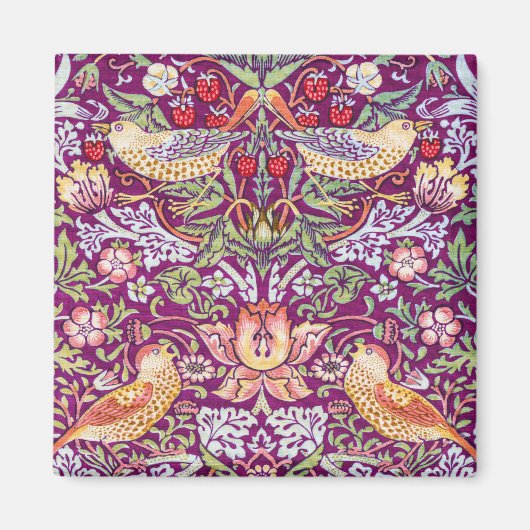 Strawberry Thief Red, William Morris Magneet (Voorkant)