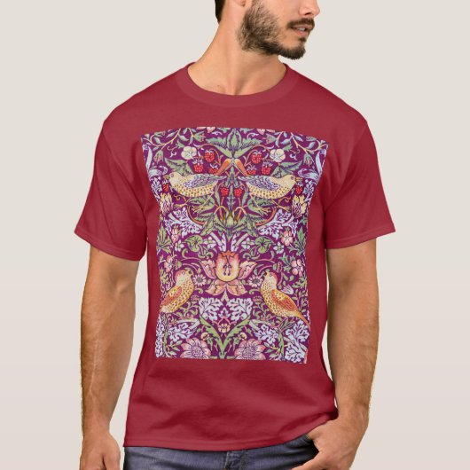 Strawberry Thief Red, William Morris T-shirt (Voorkant)