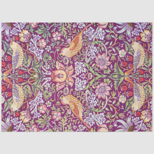 Strawberry Thief Red, William Morris Tissuepapier (Voorkant)