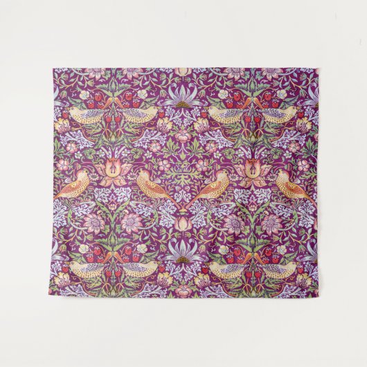 Strawberry Thief Red, William Morris Wandkleed (Voorkant (horizontaal))