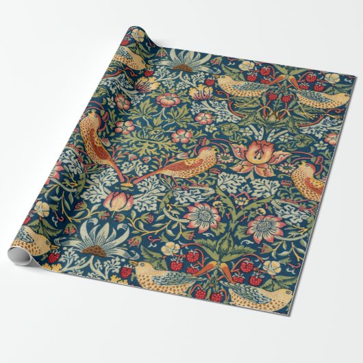 Strawberry Thief van William Morris Cadeaupapier (Uitgerold)