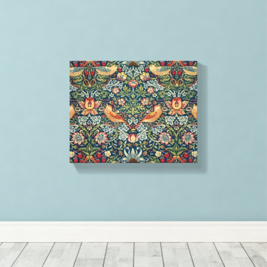 Strawberry Thief van William Morris Canvas Afdruk (Insitu (Houten vloer))