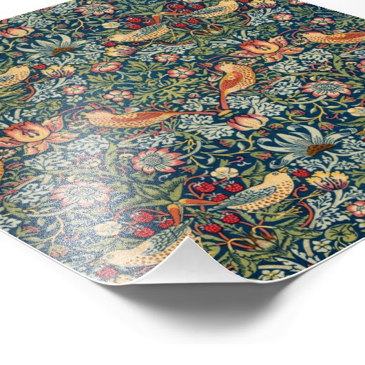 Strawberry Thief van William Morris Foto Afdruk (Hoek)