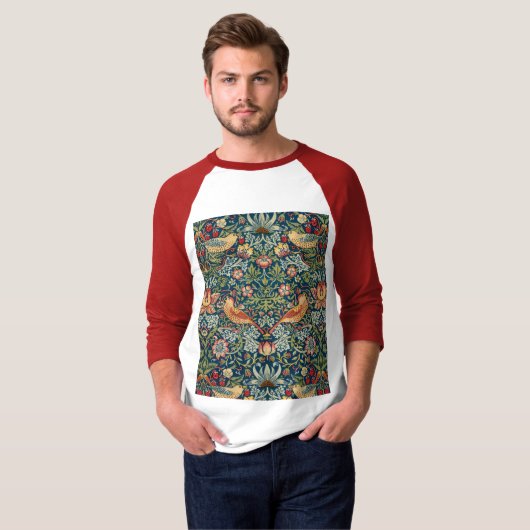 Strawberry Thief van William Morris T-shirt (Voorkant volledig)