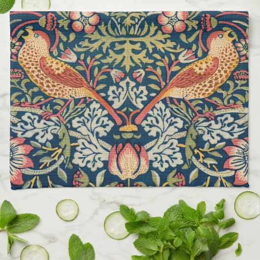 Strawberry Thief van William Morris Theedoek (Gevouwen)