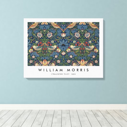 Strawberry Thief William Morris Canvas Afdruk (Insitu (Houten vloer))