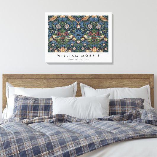 Strawberry Thief William Morris Canvas Afdruk (Insitu (Slaapkamer))