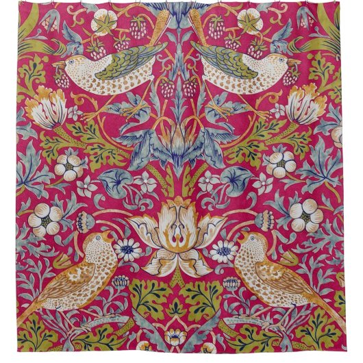 Strawberry Thief William Morris Douchegordijn (Voorkant)