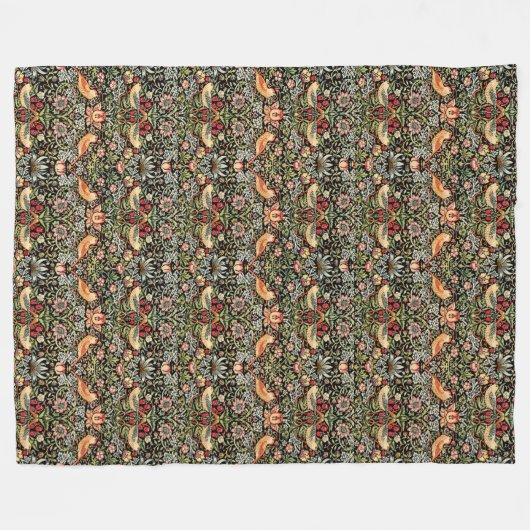 Strawberry Thief William Morris Fleece Deken (Voorkant (Horizontaal))