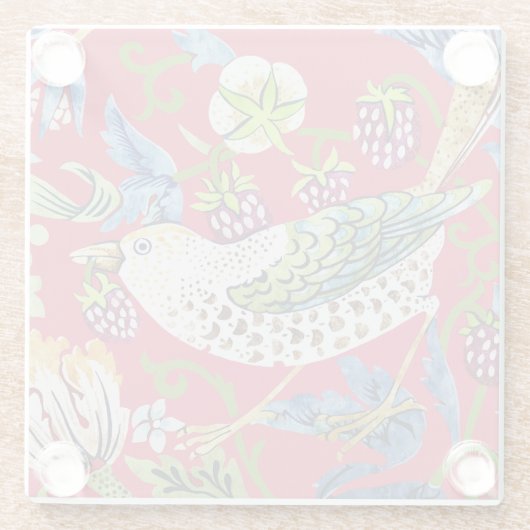 Strawberry Thief William Morris Glazen Onderzetter (Achterkant)