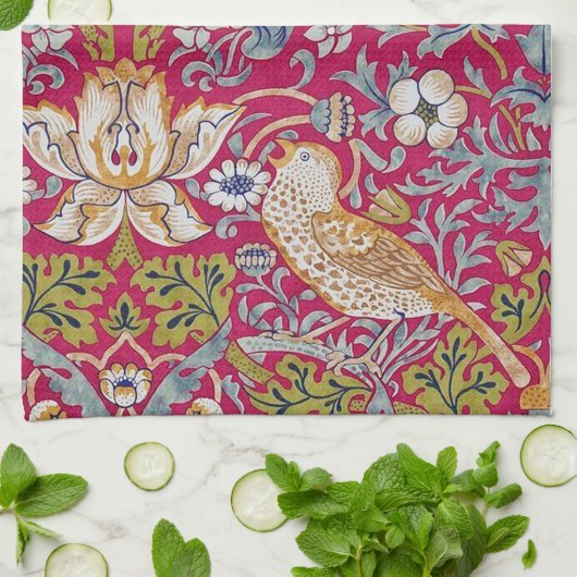 Strawberry Thief William Morris Theedoek (Gevouwen)