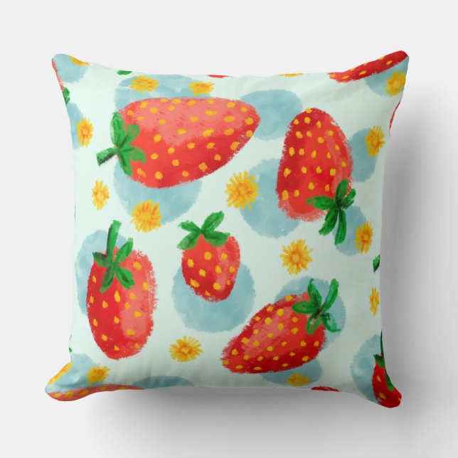 Strawberry Throw Pillow Kussen (Voorkant)